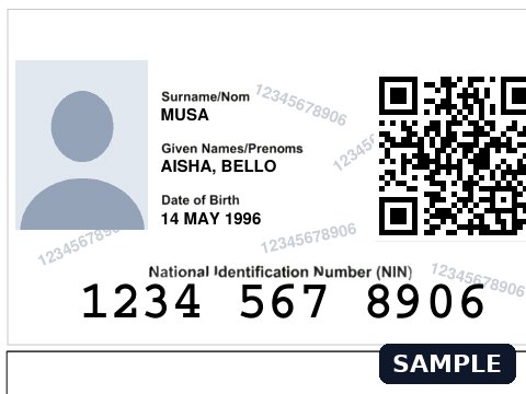 Sample Standard Slip from Trust ID Hub NIN verification
